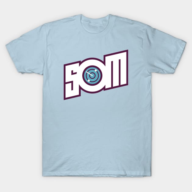 SOM 2.0 RADAR (WHITE/EGGPLANT) T-Shirt by Spawn On Me Podcast